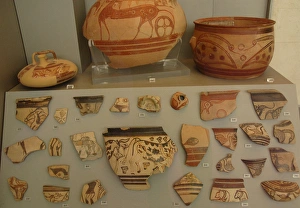 Mycenaean art. Greece. Fragments of pottery. Painting style Mycenaean art. Greece. Fragments of pottery. Painting style