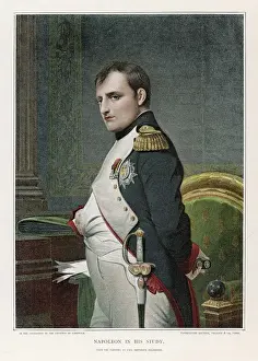 French Emperor Portrait Prints: Napoleon in Study 1807