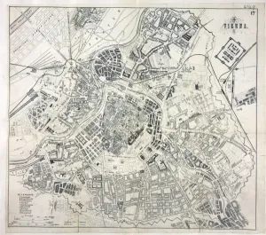 Prints of Map of Vienna, Austria Date: 19th century Map Prints: 19th Century Map of Vienna Print, Austria
