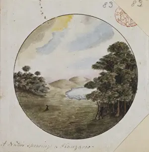 Related Image Prints: A Native spearing a Kangaroo Print, 1788-1797