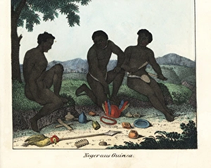 Natives of Guinea, Africa, in loincloths Natives of Guinea, Africa, in loincloths