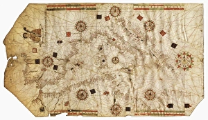 Nautical chart entitled King Hamy . 1502. Parchment Nautical chart entitled King Hamy . 1502. Parchment