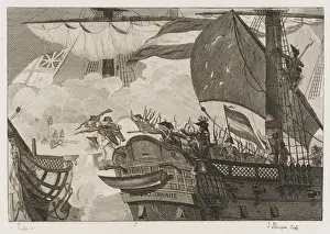 Naval Combat Print 1798: La Bayonnaise vs Embuscade