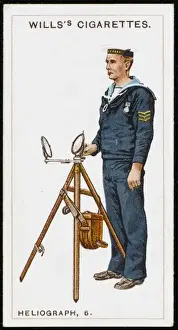 Vintage Military Equipment Prints: Naval Heliograph in Use