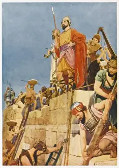 Nehemiah Supervises the Rebuilding of Jerusalem's Walls Print