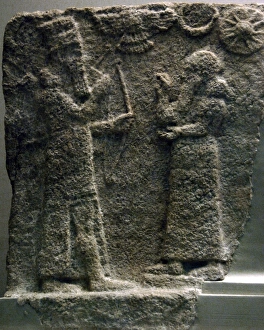 Neo-Assyrian Art. Gypsum tile from a domestic shrine Neo-Assyrian Art. Gypsum tile from a domestic shrine