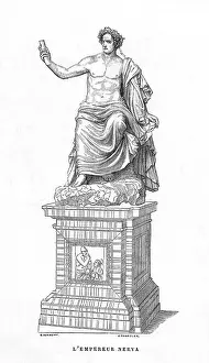 Roman Statue Print of Emperor Nerva, 30-98 AD