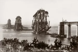 Forth Bridge Prints: 1888 Scotland - Forth Bridge Under Construction Print