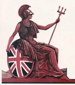 Britannia in Profile with Shield and Trident Print, 1928