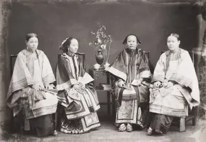 19th Century Chinese Women in Ornate Robes with Bound Feet Print