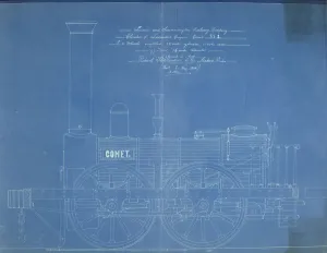 Comet Engine Print, Side Elevation Drawing
