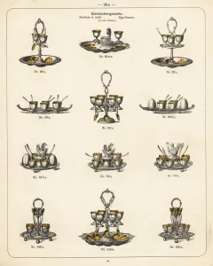 German Tableware Prints: Egg cups and egg frames