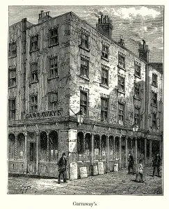 18th Century Print of Garraways Coffee House, London
