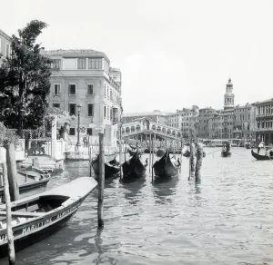 Grand Canal and Rialto Bridge Print, Venice, circa 1950s
