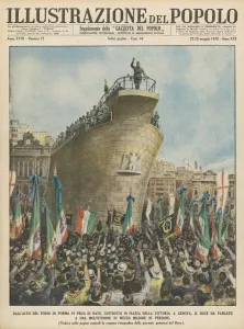 New Images August 2021 Prints: Mussolini Speaks from a Ship-Shaped Podium Print, 1938