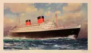 Cruise Ship Prints: Cunard Queen Elizabeth Cruise Liner Print 20th Century