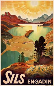 Prints of Poster, Sils, Engadin, Switzerland. circa 1930 Switzerland Prints: Sils, Engadin, Switzerland Print circa 1930
