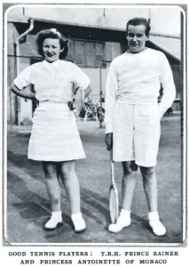 Prints of Prince Rainier of Monaco (later Prince Rainier III of Monaco) and his sister, Princess Antoinette, pictured at Monte Carlo playing tennis. Date: 1938 Monaco Prints: Prince Rainier and Princess Antoinette Tennis Print 1938