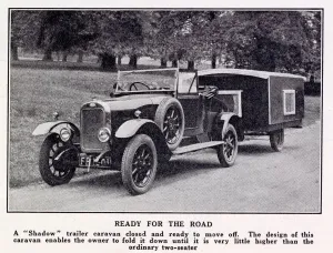 Caravan Prints: 1927 Shadow Caravan Print - Clyno Car and Trailer