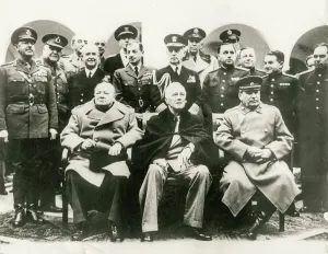Prints of Vintage World War II photograph: The Yalta Conference, also known as the Crimea Conference and code-named Argonaut, held February 4-11, 1945 Generals And Leader Prints: Yalta Conference Print: Churchill, Roosevelt, Stalin 1945