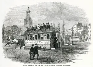 Horse-Drawn Tram Print 1870