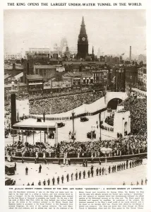 Tunnel Prints: Opening Mersey Tunnel, Liverpool with Birkenhead Print 1934
