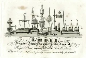 1826 Advert,s Moss, Druggist Print, Cheltenham High Street