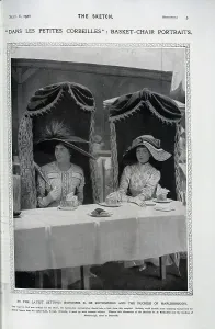 Baroness De Rothschild, Duchess of Marlborough Basket Chairs Print 1911