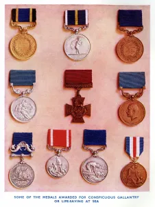 RNLI Prints: Medals Awarded for Gallantry or Life-Saving at Sea Print, 1936