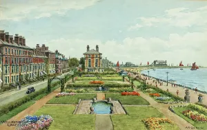 Prints of Wellington Gardens, Lowestoft, Suffolk - Painted by landscape artist Alfred Robert Quinton for the Sevenoaks based publishing and printing company J. Salmon, and reproduced as a local view postcard Painting Prints: Wellington Gardens, Lowestoft Print, Suffolk 1930s