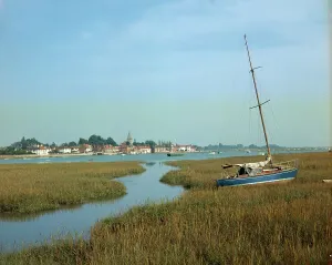 Prints of Bosham village, Chichester, Sussex, England. Date: 1966 Chichester Prints: Bosham Village Print, 1966