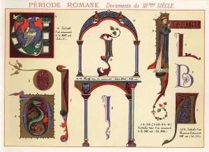 Medieval Illuminated Letters Prints: Initials, design elements and frames from documents of the Roman