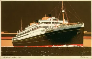 Steamship Prints: MV Britannic Print - Cunard White Star Liner circa 1936
