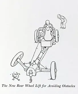 William Heath Robinson Illustrations Prints: The new wheel lift for avoiding obstacles
