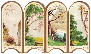 New Year card in the form of a folding screen New Year card in the form of a folding screen