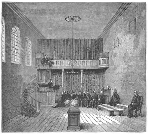 19th Century Newgate Prison Chapel Sunday Service Print