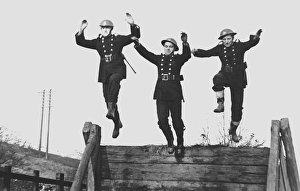 NFS firefighters at assault course training camp, WW2 NFS firefighters at assault course training camp, WW2