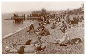 Nice Beach Postcard Print, 1920