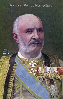 Prints of Nikola (Nicholas). I Mirkov Petrovic-Njegos (1841 1921) - the only king of Montenegro, reigning from 1910 to 1918 (and as prince from 1860 to 1910). Date: circa 1910s Montenegro Prints: Nicolas I - The King of Montenegro Print, circa 1910s