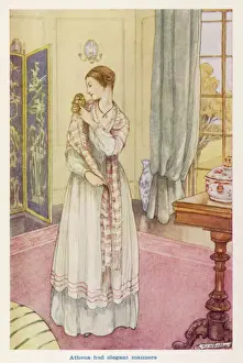 Prints of FLORENCE NIGHTINGALE at home as a young woman with her pet owl, Athena Related Prints: Florence Nightingale with Pet Owl Print