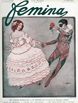 Nijinsky in Carnaval Print, Paris Opera 1912