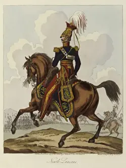Ninth Hussars Coloured Aquatint Print, 1820