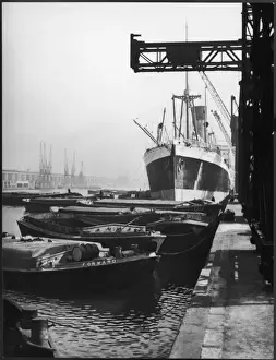North Woolwich Docks Print: Ships and Tugs at George V Dock