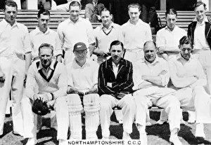 Prints of Group photo, Northamptonshire CCC Cricket Team. Date: circa 1936 Northamptonshire Prints: Northamptonshire CCC Cricket Team Print circa 1936
