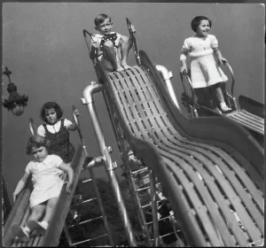 Children Prints: Vintage Playground Scene Print