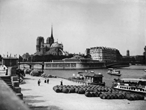 Notre Dame, River Seine and Morgue, Paris, France Notre Dame, River Seine and Morgue, Paris, France