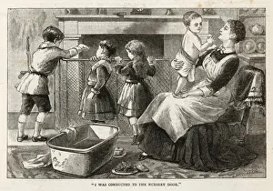 In the Nursery Print: The Nursemaid Baths a Child