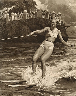 Off the Point de la Vieille at Monte Carlo, water skiing Off the Point de la Vieille at Monte Carlo, water skiing