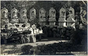 Offerings at a Japanese Shrine, Nagasaki, Japan Date: circa 1929 Offerings at a Japanese Shrine, Nagasaki, Japan Date: circa 1929