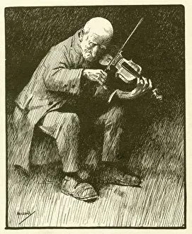 Prints of The Old Fiddler -- old man playing a violin. circa 1911 John Hassall Prints: The Old Fiddler Print - circa 1911